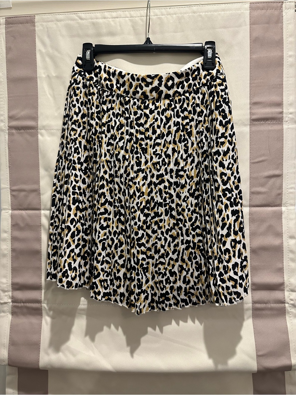 J. Crew Leopard Print Pleated Skirt - Black, White & Tan